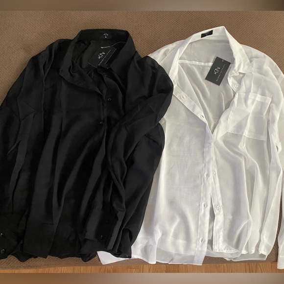 NWT Klassy Network Long Sleeve Button Up Sheer Top - Picture 1 of 5